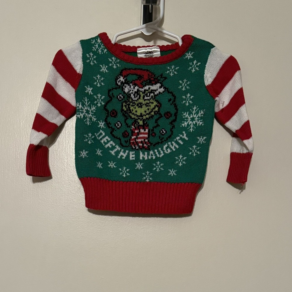 Dr Seuss The Grinch Ugly Christmas Sweater Toddler Infant Unisex Sz 0-3 Months